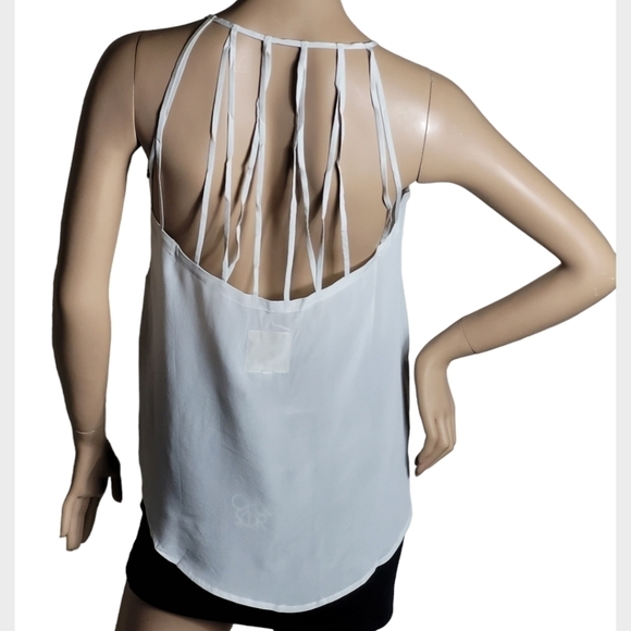 CHASER White Silk Semi Sheer Strappy Back Cami Tank Top Size Medium - Picture 6 of 10
